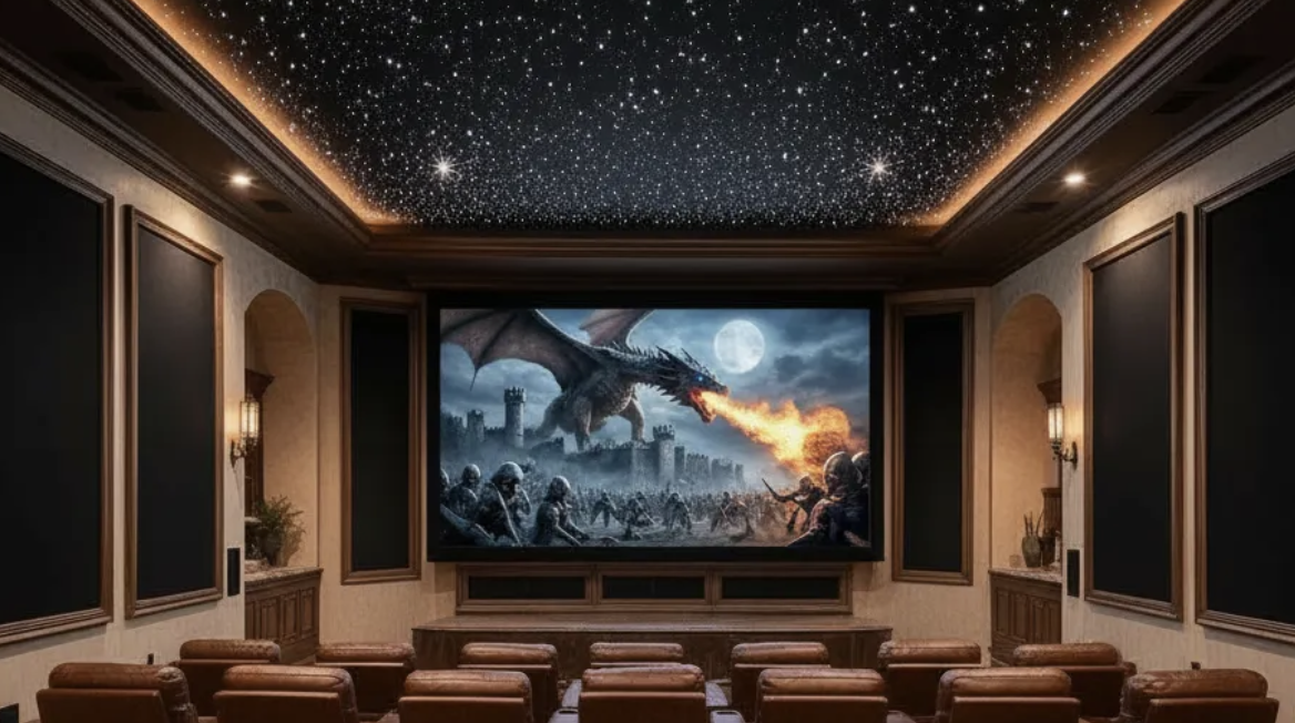 Custom 15-seat theater with Dolby Atmos 9.4.6 sound